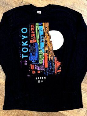 Y2K OPTIMA Tokyo Japan NEON LIGHTS NIGHT T-Shirt M Yoshinoya Okonomiyaki Izakaya